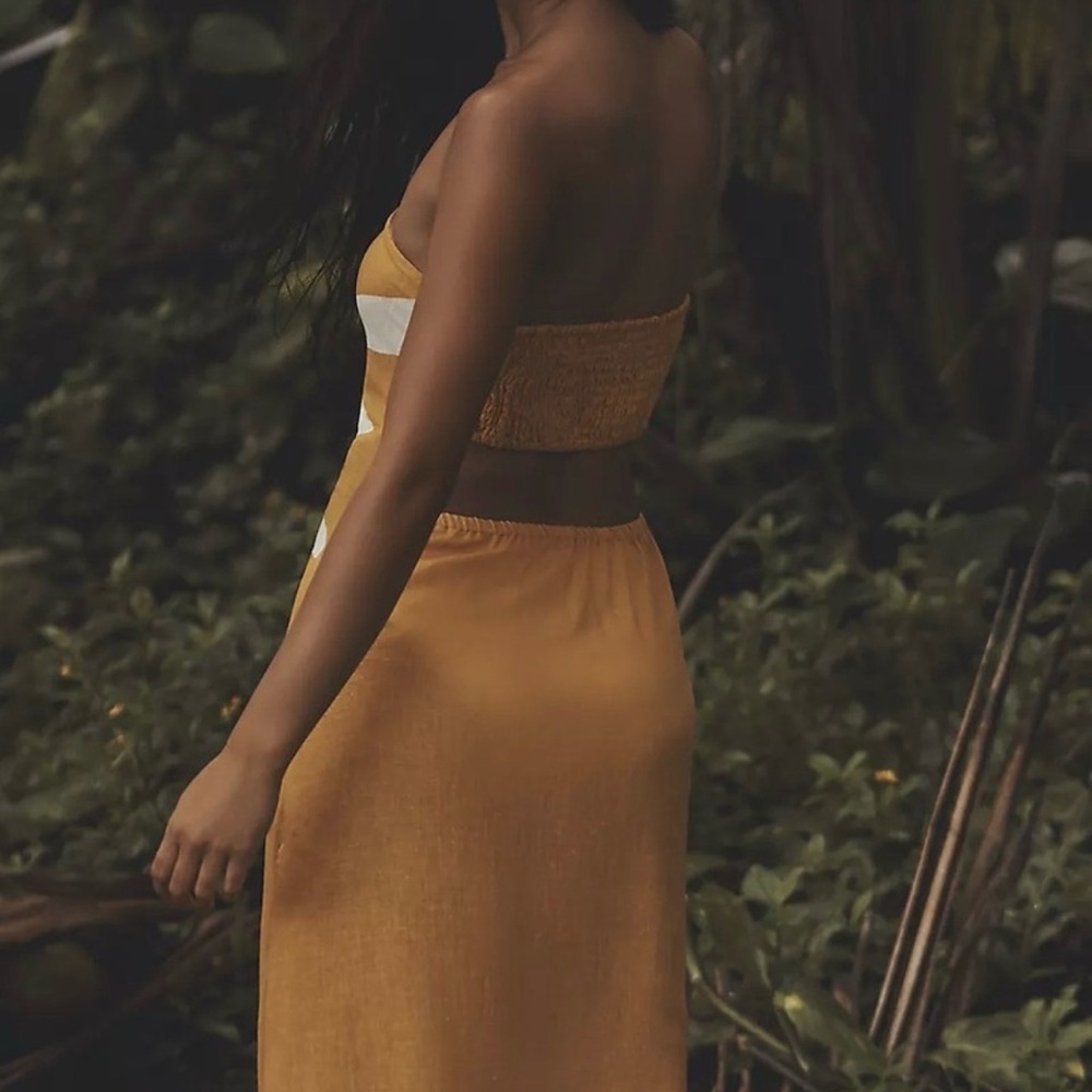 Anthropologie Strapless Orange and White Dress - Picture 5 of 6